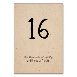 Klassieke handgeschreven Tafelnummerkaart Kaart