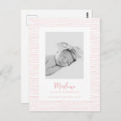 Klassieke Handgetekende Roze Gestreepte Geboorte A Briefkaart (Voorkant / Achterkant)