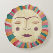 Klassieke  Happy Sun Rond Kussen (Achterkant)