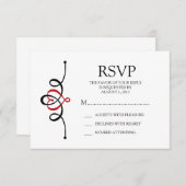 Klassieke Hart Red Traditional Wedding RSVP (Voorkant / Achterkant)