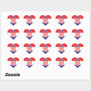 Klassieke hartstickers – Kroatische vlagontwerp Hart Sticker