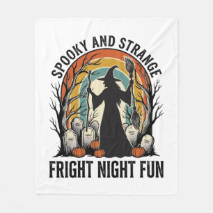 Klassieke Heks Halloween Kerkhof Silhouet Kunst_1 Fleece Deken