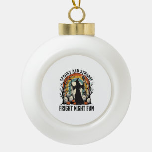 Klassieke Heks Halloween Kerkhof Silhouet Kunst_1 Keramische Bal Ornament