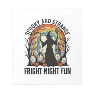 Klassieke Heks Halloween Kerkhof Silhouet Kunst_1 Notitieblok