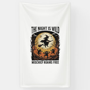 Klassieke Heks Halloween Maannacht Ongeregeldheid  Spandoek