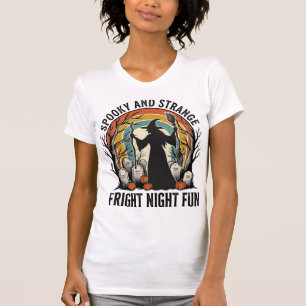 Klassieke Heksen Halloween Kerkhof Silhouet Kunst_ T-shirt
