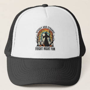 Klassieke Heksen Halloween Kerkhof Silhouet Kunst_ Trucker Pet