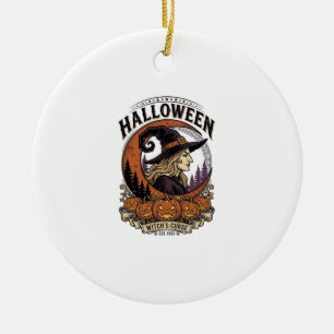 Klassieke Heksen Halloween Pompoen Maan Gravure Ku Keramisch Ornament