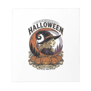 Klassieke Heksen Halloween Pompoen Maan Gravure Ku Notitieblok
