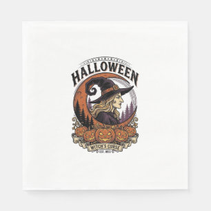 Klassieke Heksen Halloween Pompoen Maan Gravure Ku Servet