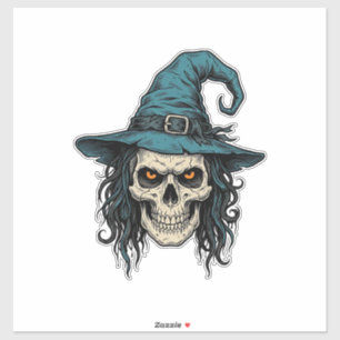 Klassieke Heksen Schedel Halloween Vector T-shirt Sticker