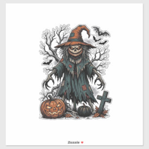 Klassieke Heksen Vogelverschrikker Halloween Pompo Sticker