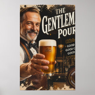 Klassieke herberg toast en amberkleurige vrolijkhe poster