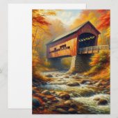 klassieke, herfst overdekte brug feestdagenkaart (Voorkant / Achterkant)