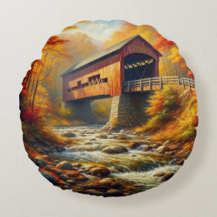 Klassieke, herfst overdekte brug rond kussen