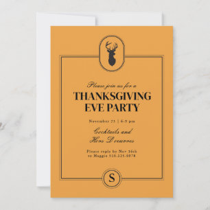 Klassieke hertenbok Thanksgiving Eve-feestuitnodig Kaart