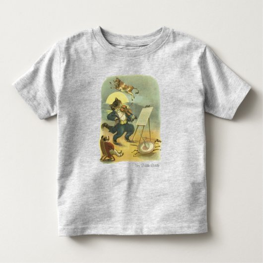 Klassieke Hey Diddle Diddle-kinderrijm hersteld Kinder Shirts (Voorkant)