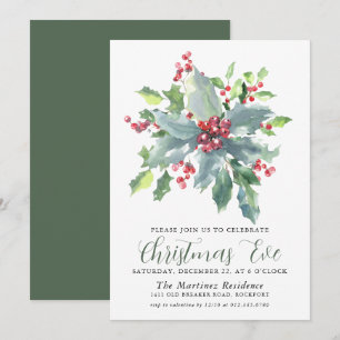 Klassieke Holly Berry Greenery kerstfeest Kaart