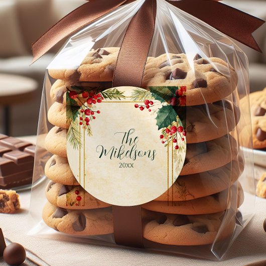 Klassieke Holly Berry kerstfeest Ronde Sticker