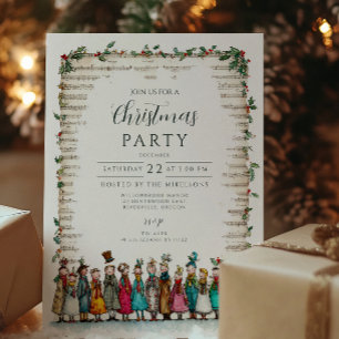 Klassieke Holly en Carolers Kerstmis Kaart