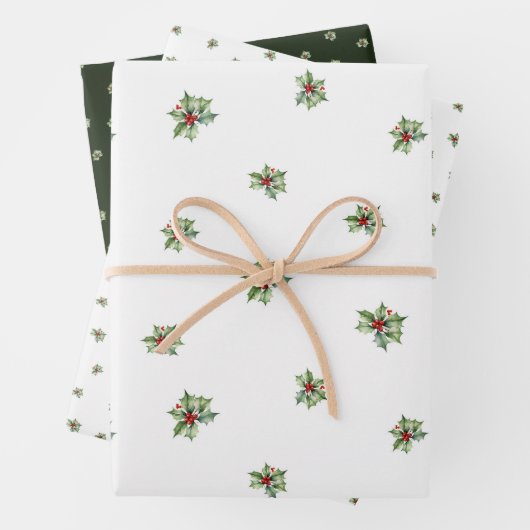 Klassieke Holly Kerstslinger met bessen Inpakpapier Vel (In situ)