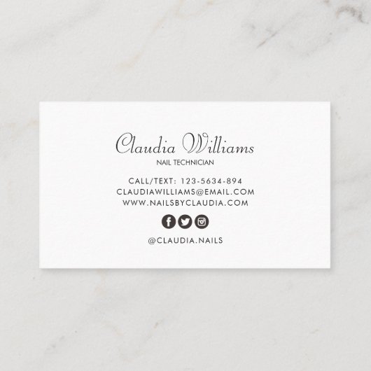 Klassieke holografische glitter elegant script visitekaartje (Achterkant)