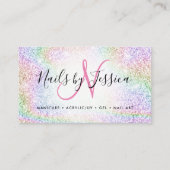 Klassieke holografische regenboog glitter elegant  visitekaartje (Voorkant)