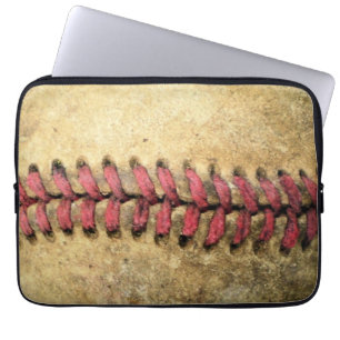 Klassieke honkbal kunst - Verouderd leer & rode st Laptop Sleeve