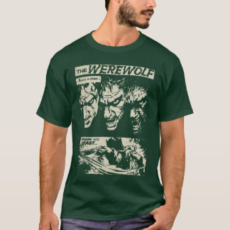 Klassieke horrorfilm monster horror strip weerwolf t-shirt