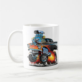 Klassieke hot-rod 57-gasser dragster cartoon koffiemok