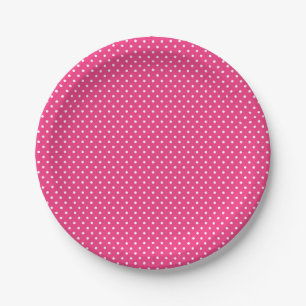 Klassieke Hot Roze en Witte Polka Dot Borden Papieren Bordje