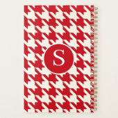 Klassieke Houndstooth Cherry Red & White Monogram Planner (Achterkant)