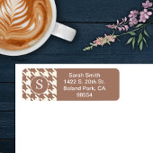 Klassieke Houndstooth Patroon Mocha Mousse en wit Etiket