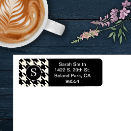 Klassieke Houndstooth Patroon Zwart-wit Etiket