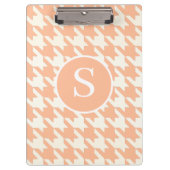 Klassieke Houndstooth Peachy Coral Monogram Klembord (Voorkant)