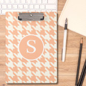 Klassieke Houndstooth Peachy Coral Monogram Klembord