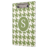 Klassieke Houndstooth Sage Groen & Wit Monogram Klembord (Links)