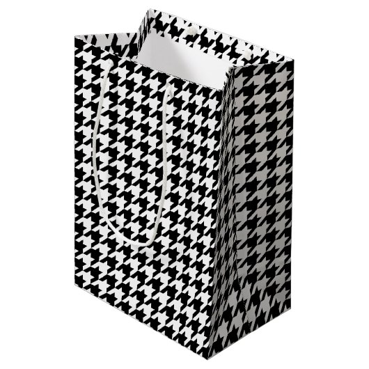 Klassieke houndstooth-vormgeving Dogstooth check-d Medium Cadeauzakje (Voorkant Gekanteld)