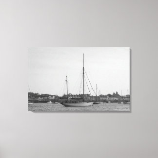 Klassieke houten zeilboot canvas afdruk