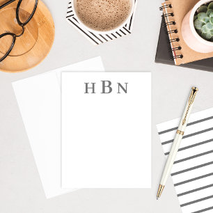 Klassieke houtskool gepersonaliseerde monogram beg notitiekaartje
