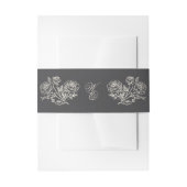 Klassieke Houtskool Monogram Formele Bloemen Huwel Uitnodigingen Wikkel (Voorkant Voorbeeld)