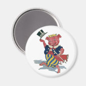 Klassieke humor, schattige blije dansende varken d magneet (Voorkant / Achterkant)