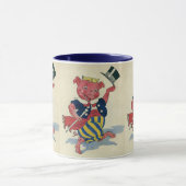 Klassieke humor, schattige gelukkige dansende vark mok (Midden)