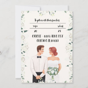 Klassieke huwelijksuitnodiging met mooie bloem kaart