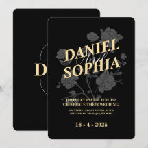 Klassieke huwelijksuitnodiging Zwart