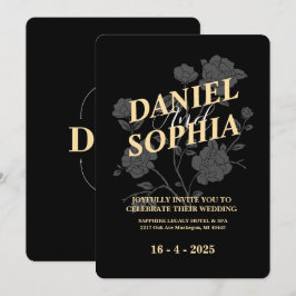 Klassieke huwelijksuitnodiging Zwart Kaart