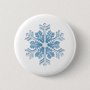 Klassieke Icy Blue Winter Kerstmis Snowflake Ronde Button 5,7 Cm