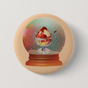 Klassieke ijs sundae sneeuwbol knop ronde button 5,7 cm