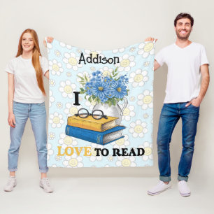 Klassieke "Ik hou van lezen" gepersonaliseerde blo Fleece Deken