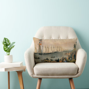 Klassieke illustratie van de New York Yacht Club R Kussen